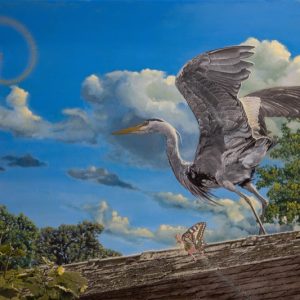 A heron follows his guides